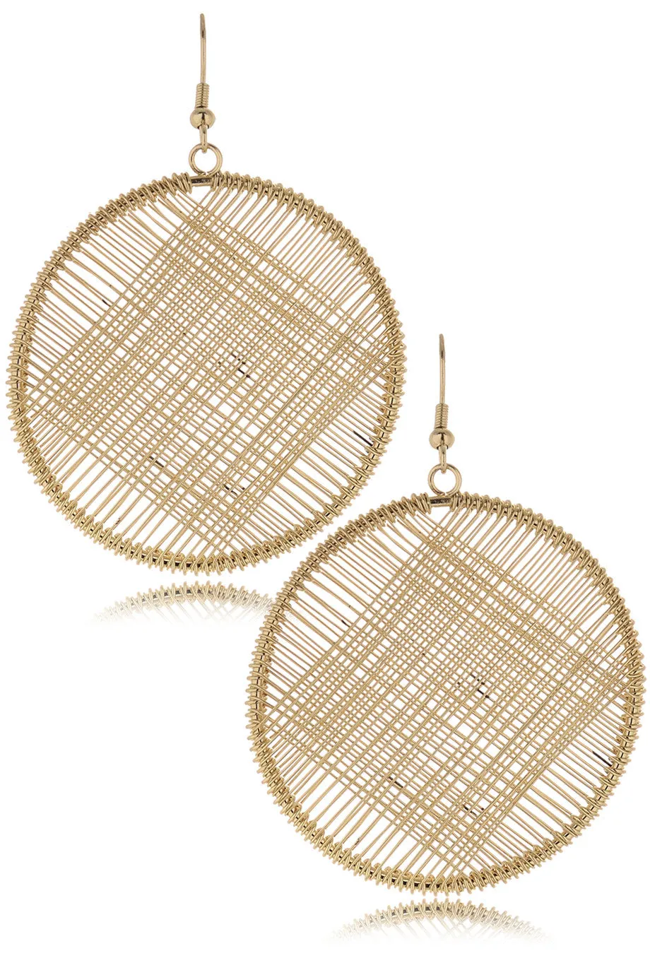 KENNETH JAY LANE CROSSWISE Gold Circle Earrings