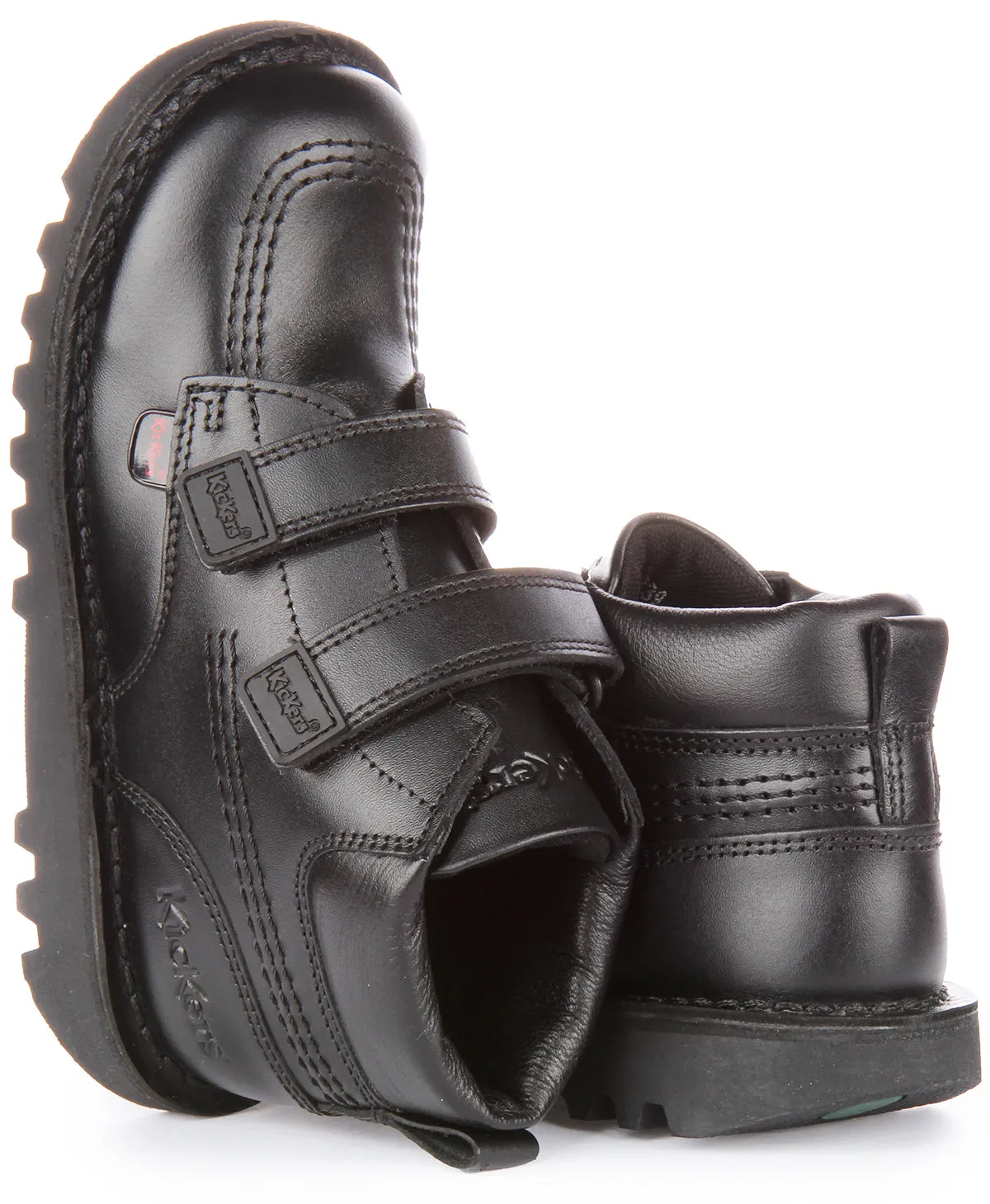 Kickers Kick Hi Roll Leather In Black For Infants