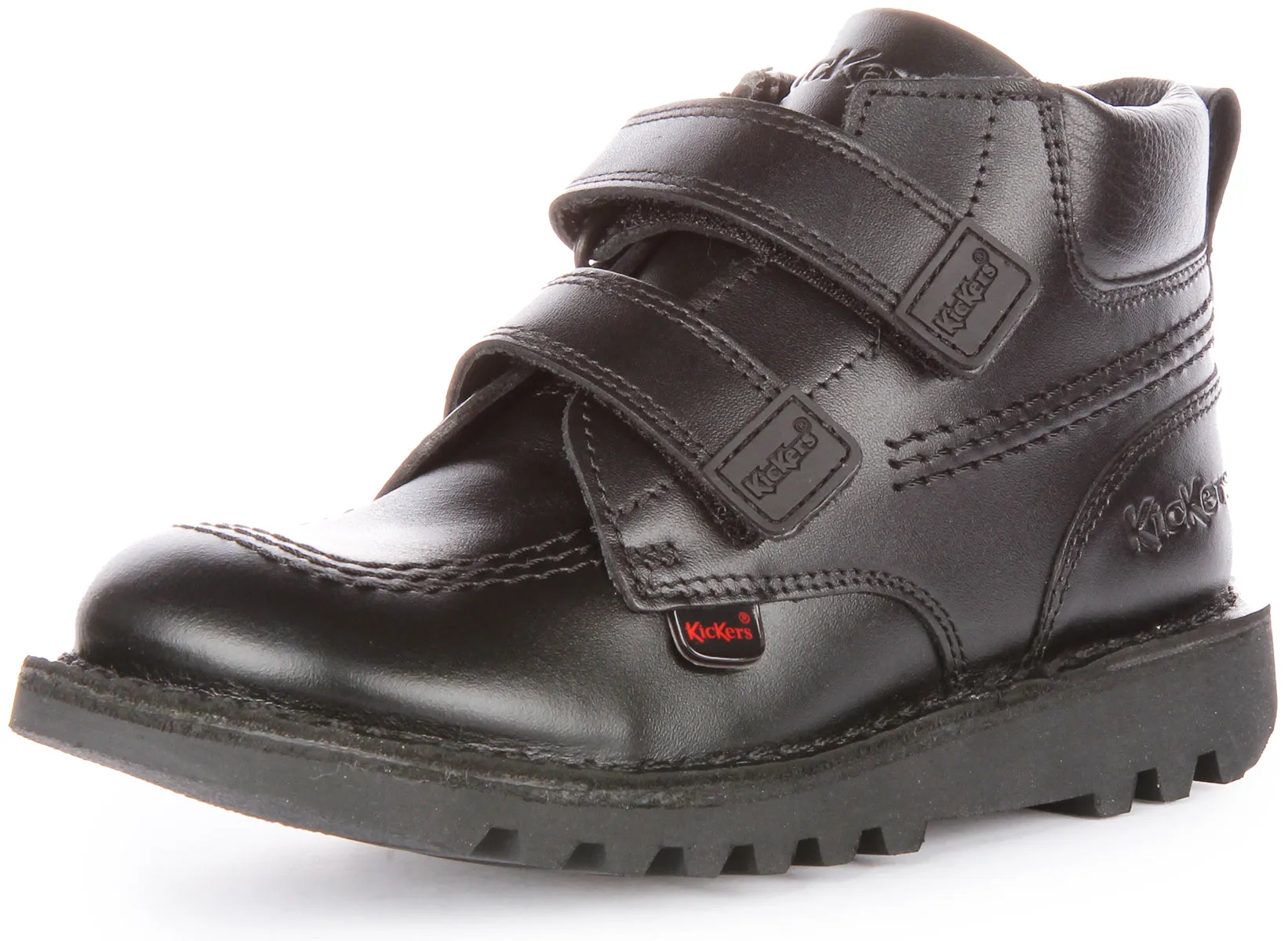 Kickers Kick Hi Roll Leather In Black For Infants