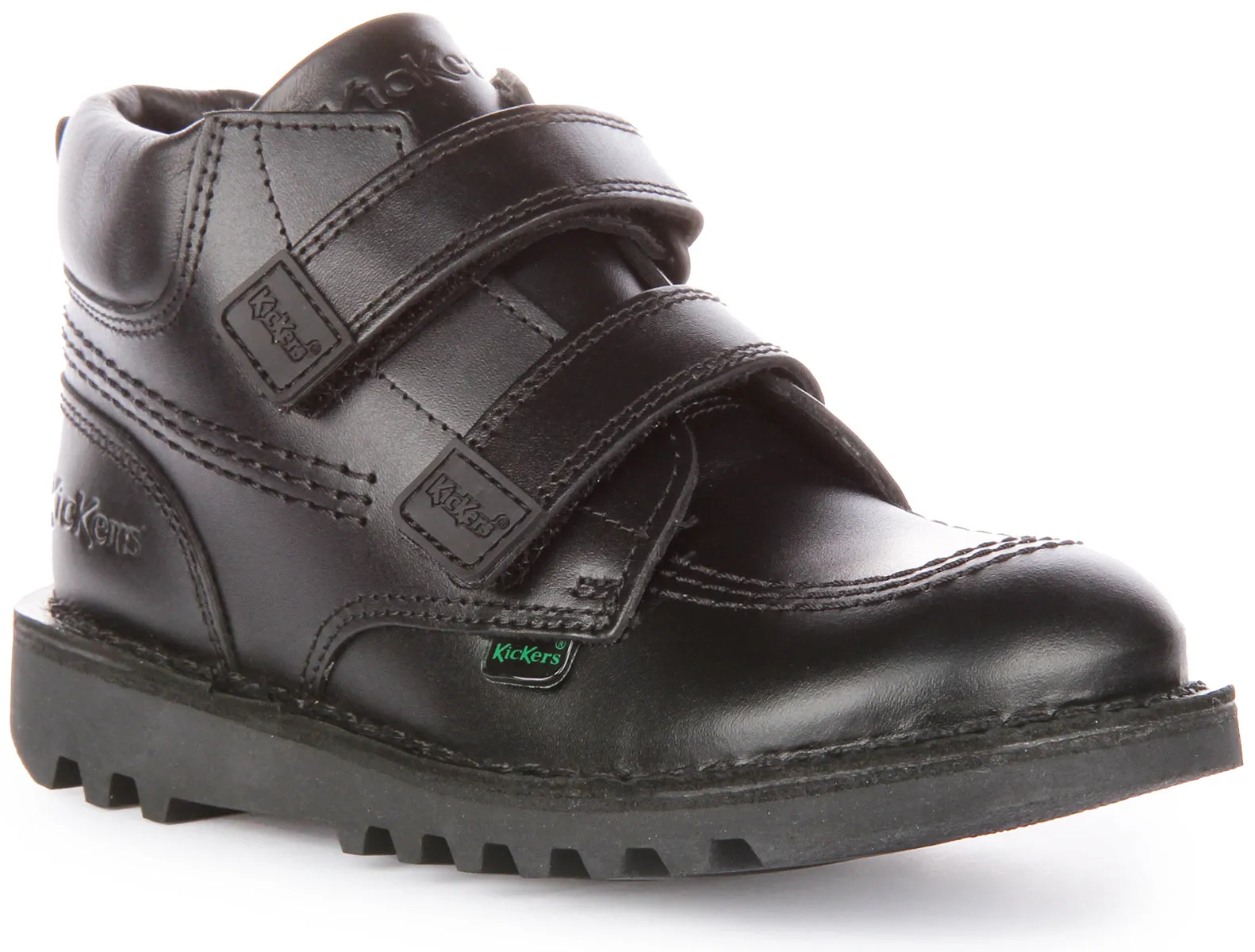 Kickers Kick Hi Roll Leather In Black For Infants