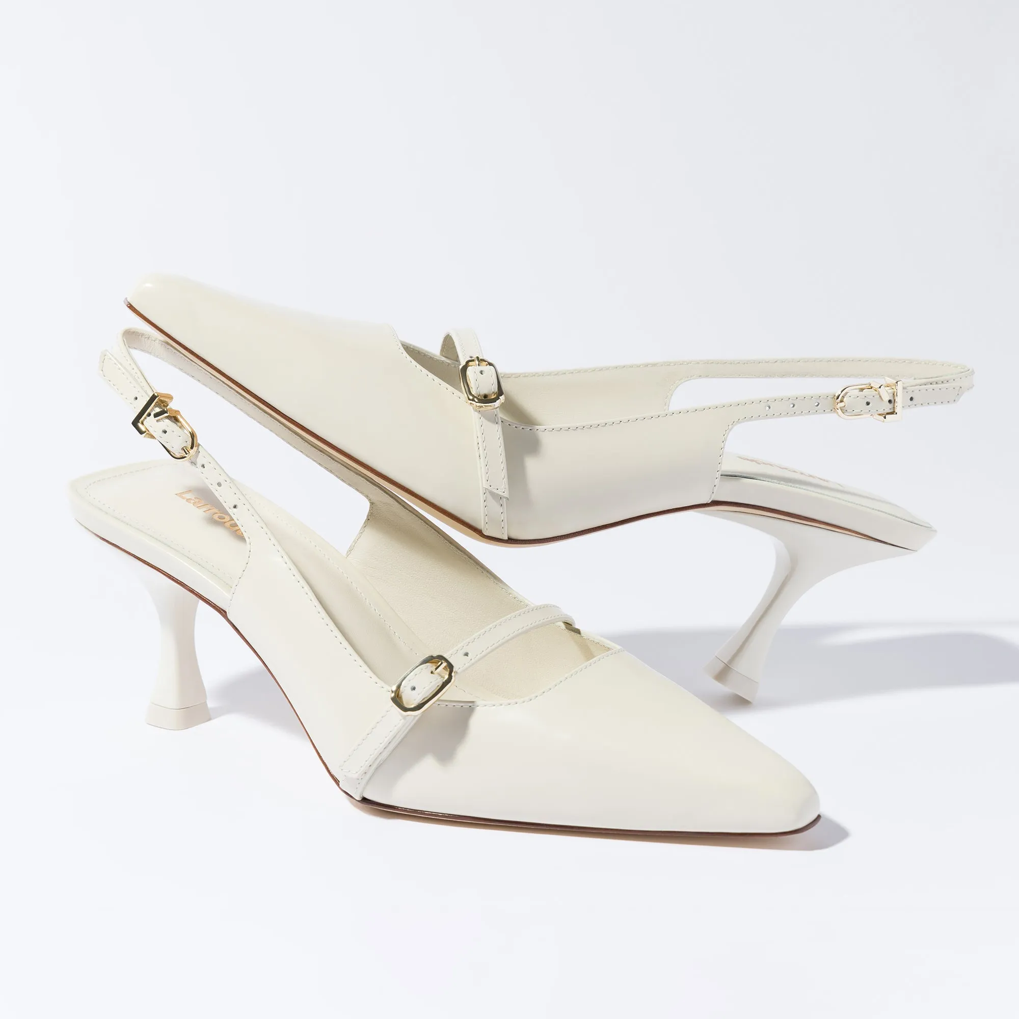 Larroude Ines Pump In Ivory Leather