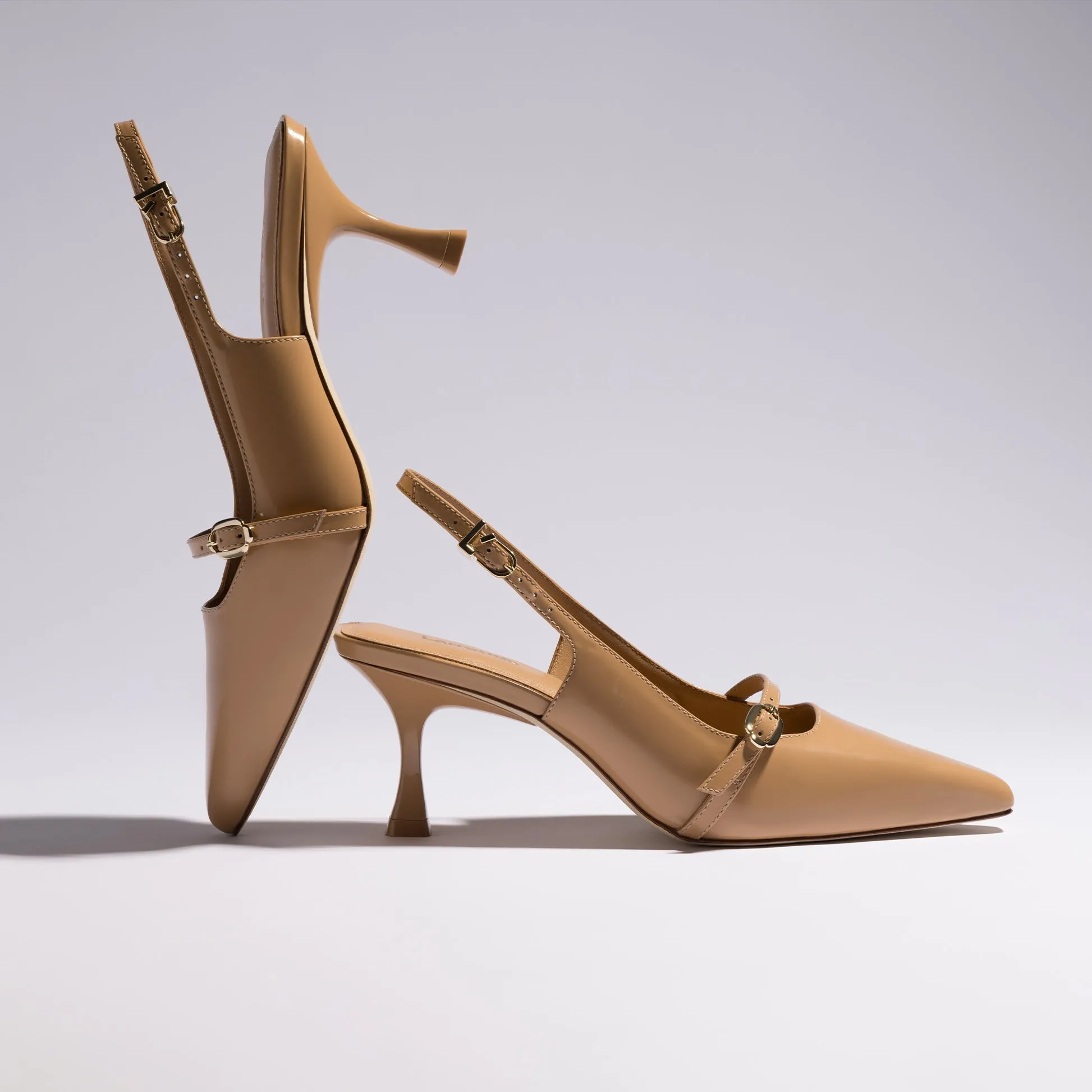 Larroude Ines Pump In Tan Leather