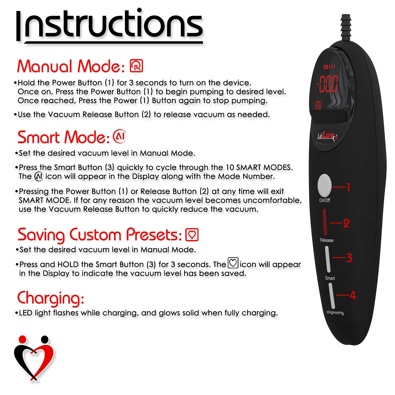 LeLuv Magna PRO  Pro Smart LCD Vacuum Penis Pump Controller with Recharging Cable