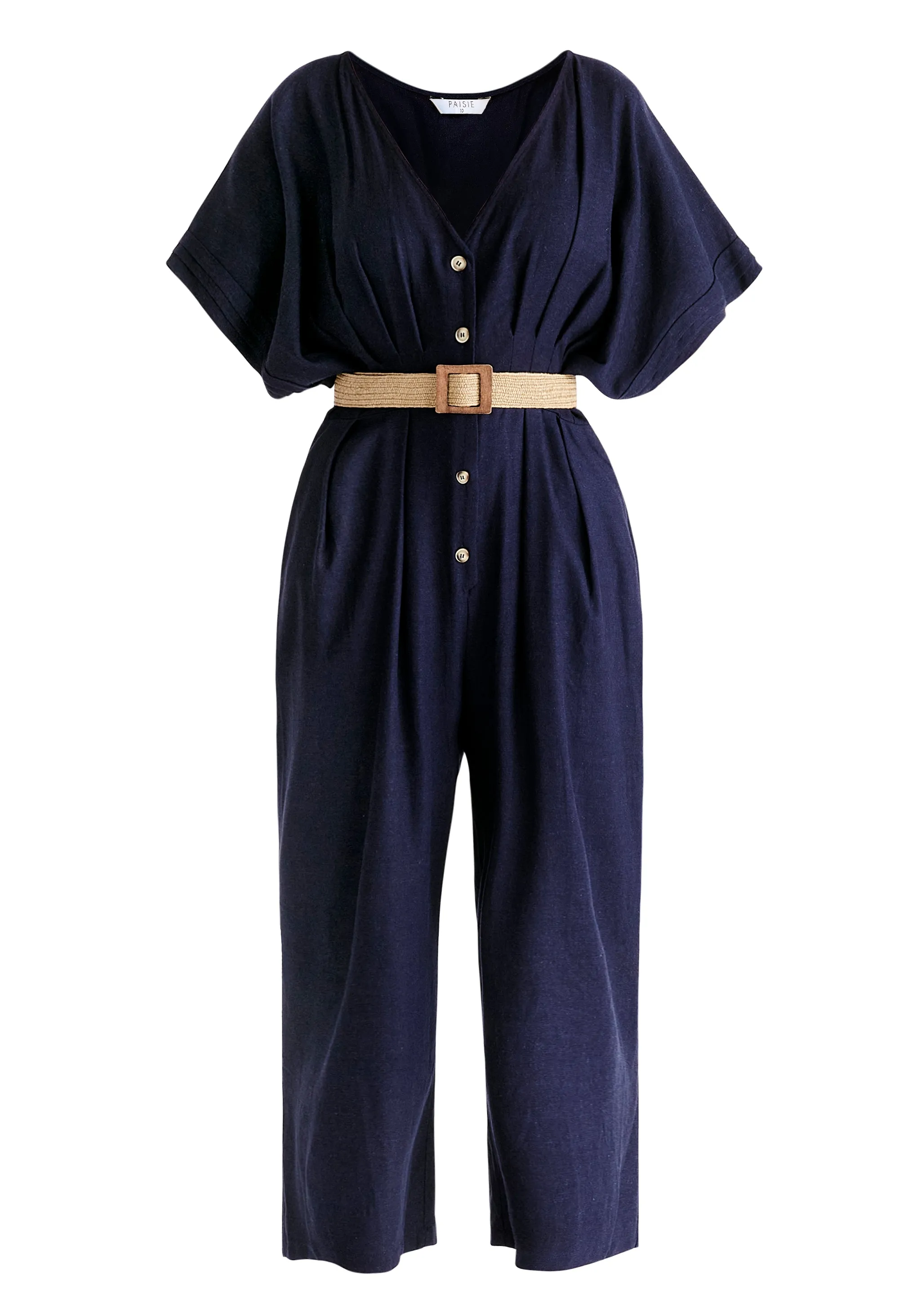 Linen Blend Button Jumpsuit