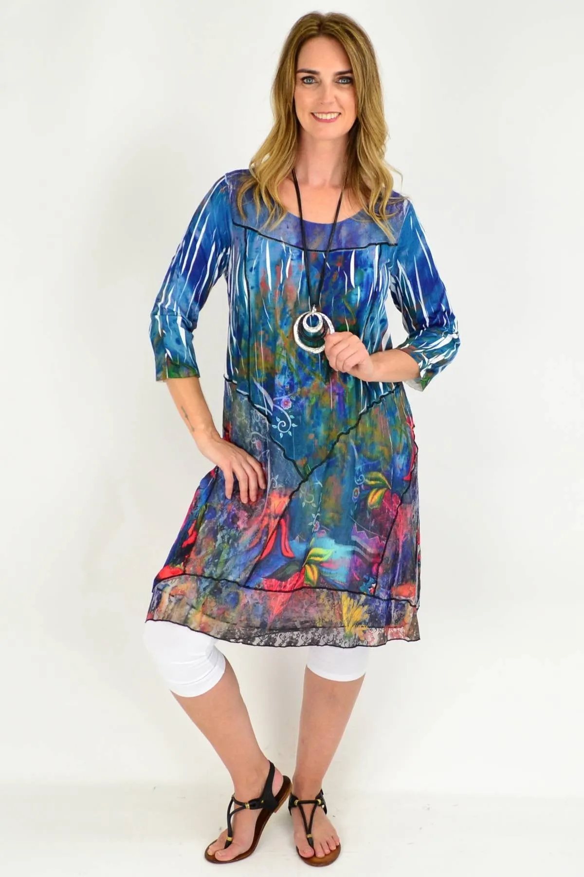 Long Sturts Desert Pea Tunic Dress