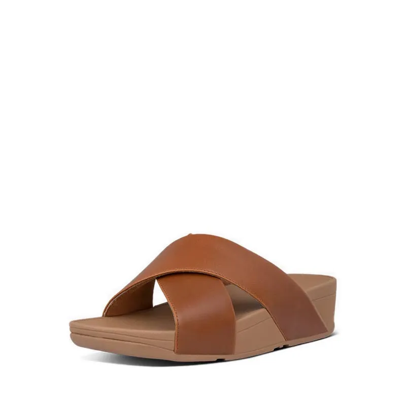 LULU LEATHER CROSS SLIDES