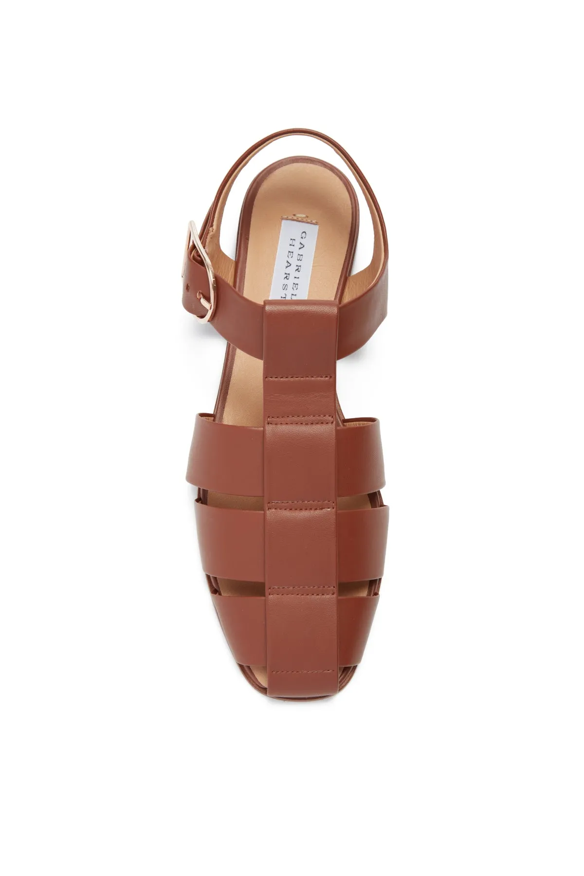 Lynn Flat Sandal in Cognac Nappa Leather