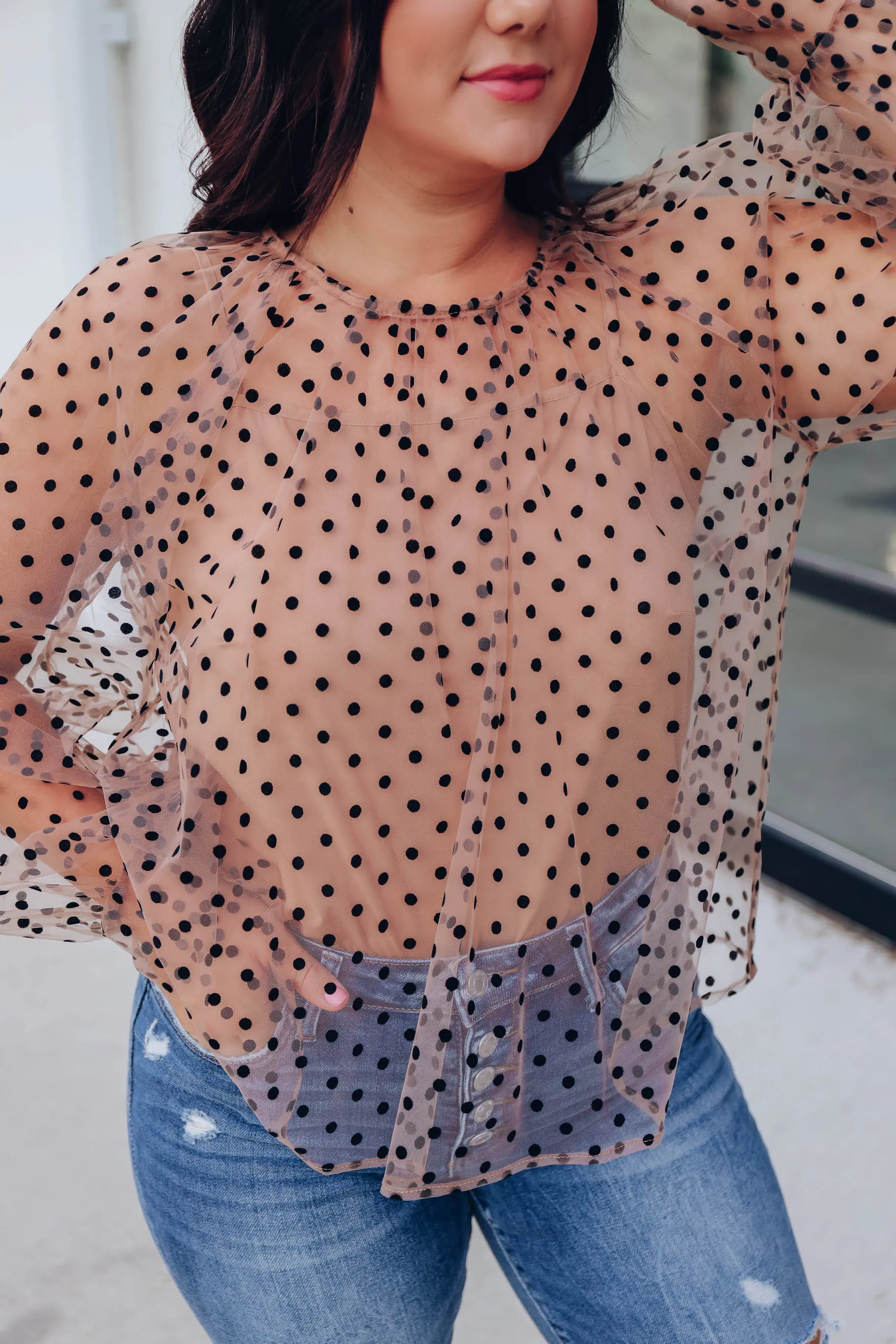 Mila Polka Dot Mesh Blouse