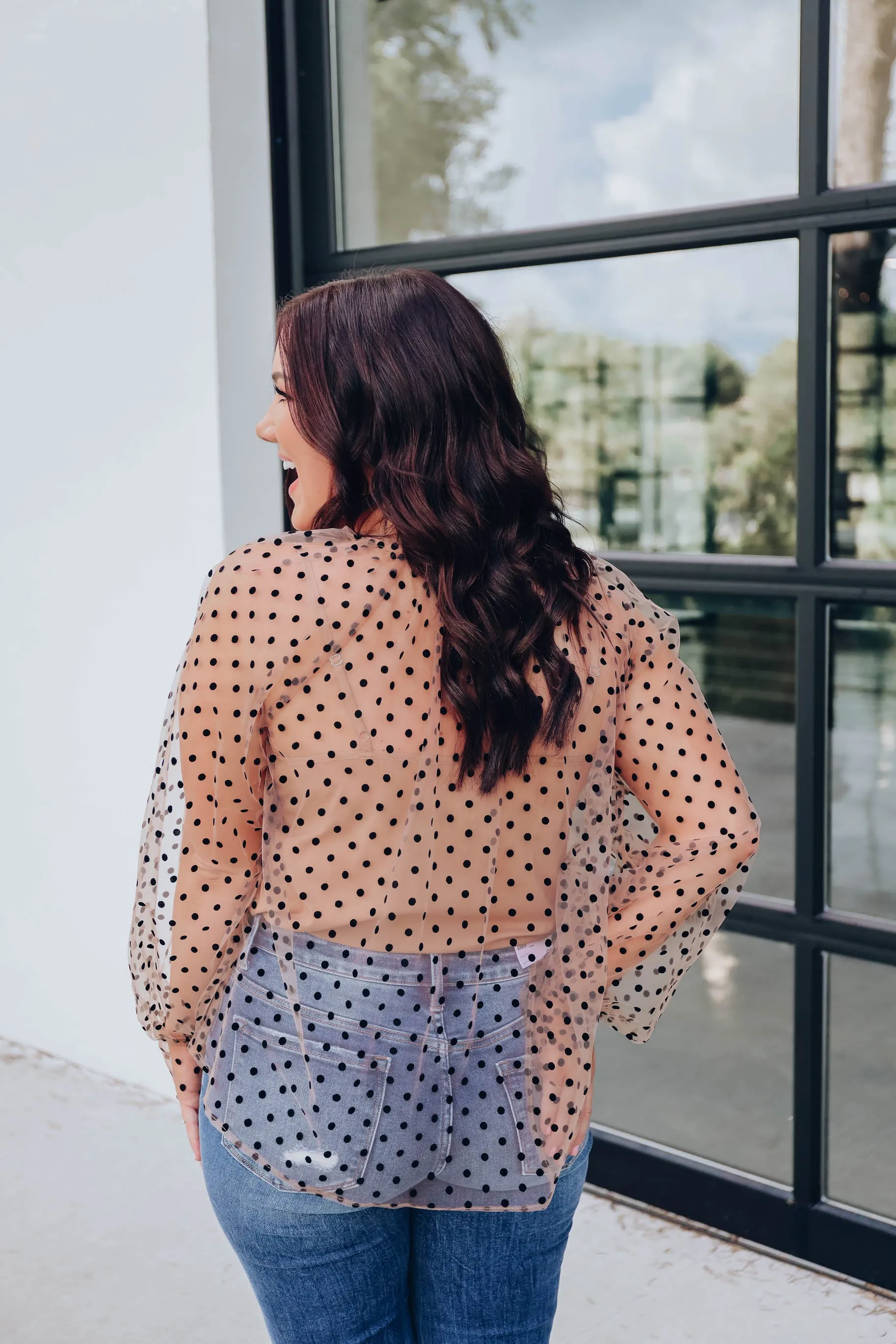 Mila Polka Dot Mesh Blouse