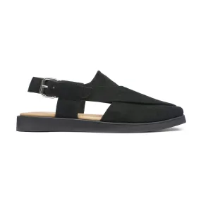 Nikki - Men's Black Kid Suede Sandal