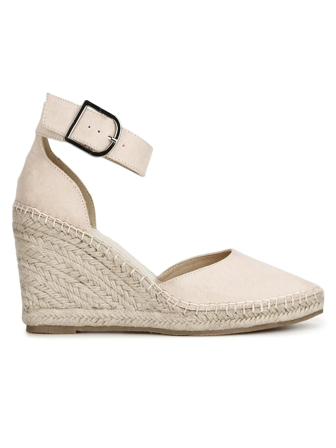 Nude Micro Covered Jute Wedges