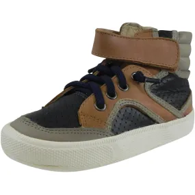 Old Soles 1027 Boy's Tan Navy Grey High Cred Leather Lace Up High Tops Sneaker