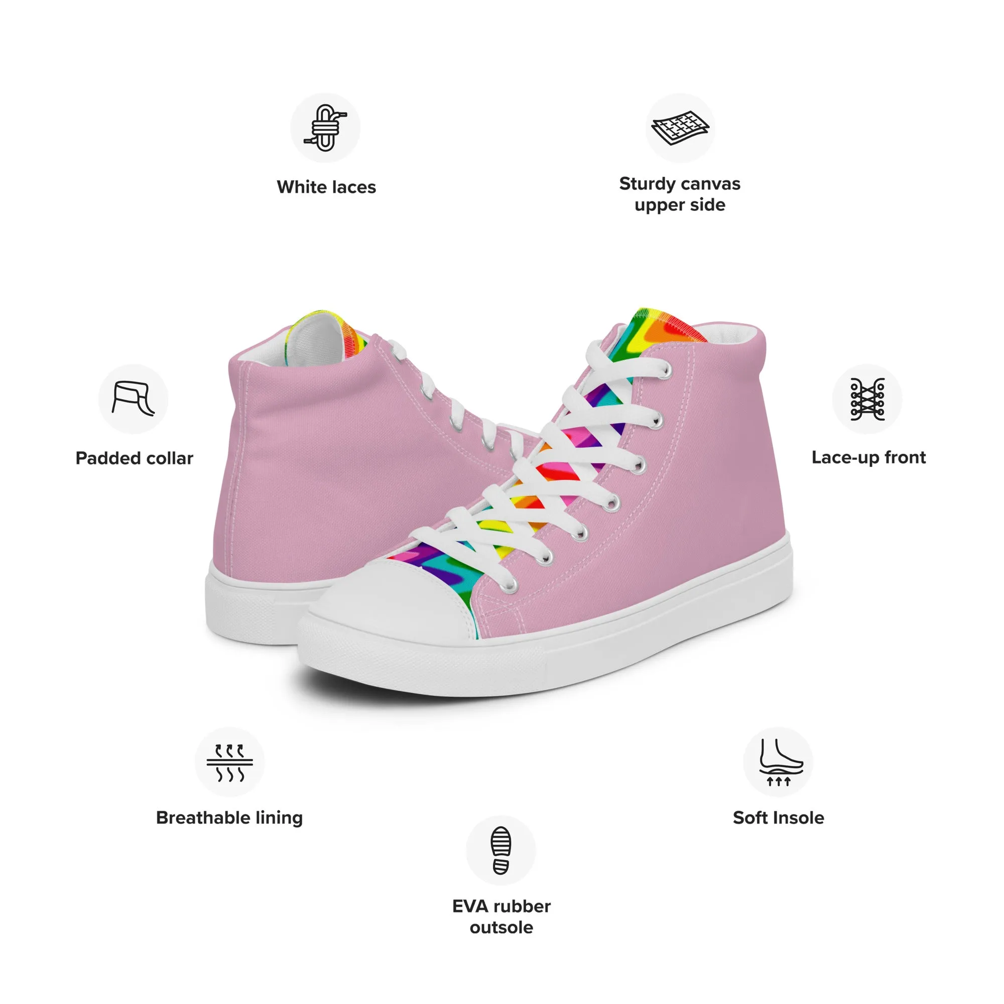 Pink and Original Pride Flag High Top Trainers (male sizes)