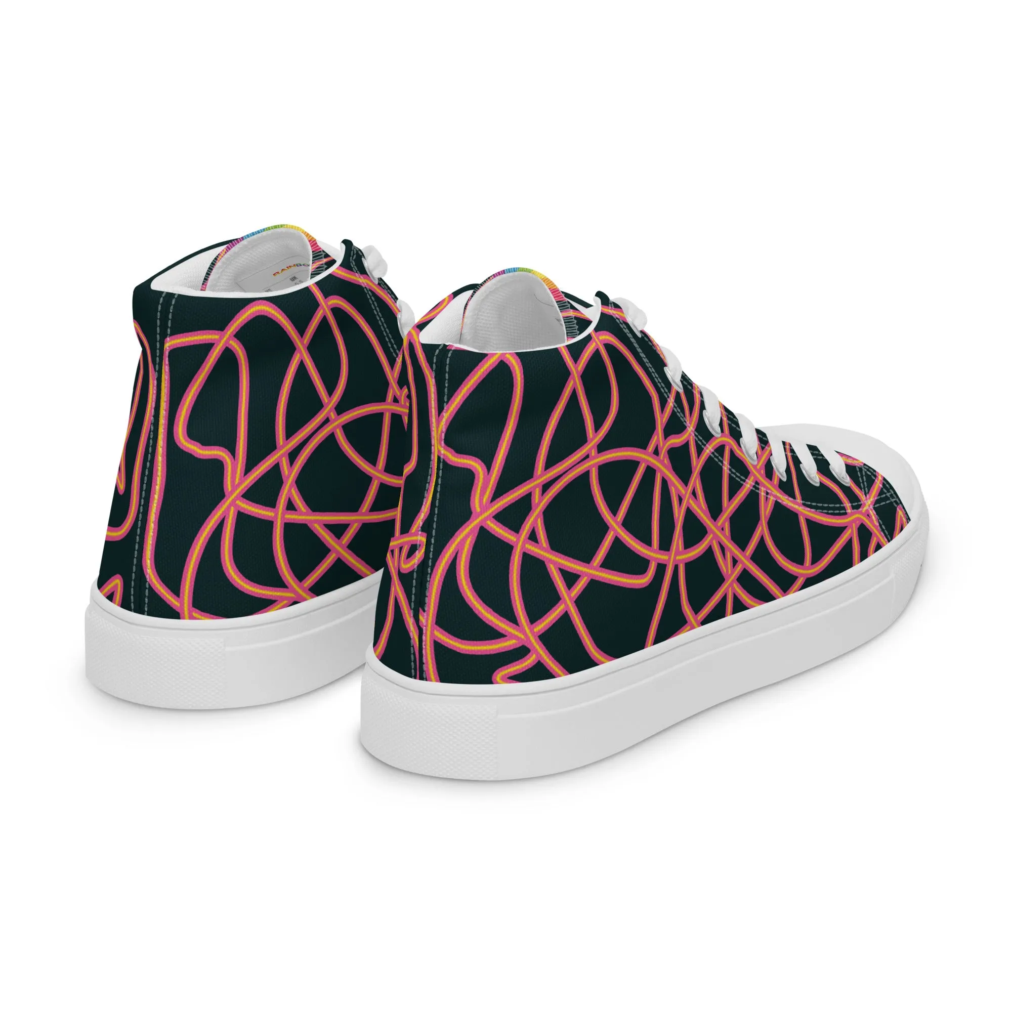 Pink Neon Squiggles High Top Trainers (male sizes)