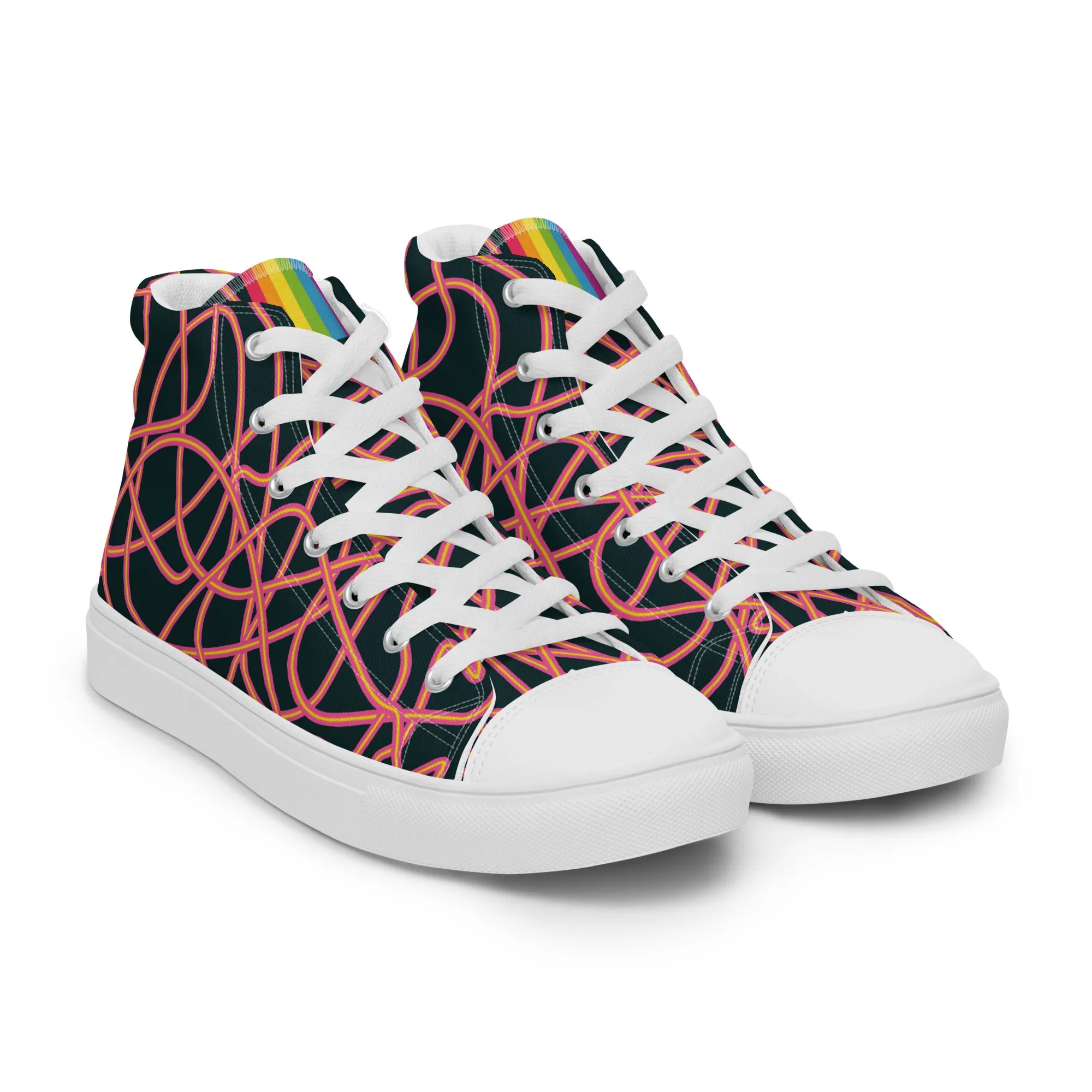 Pink Neon Squiggles High Top Trainers (male sizes)