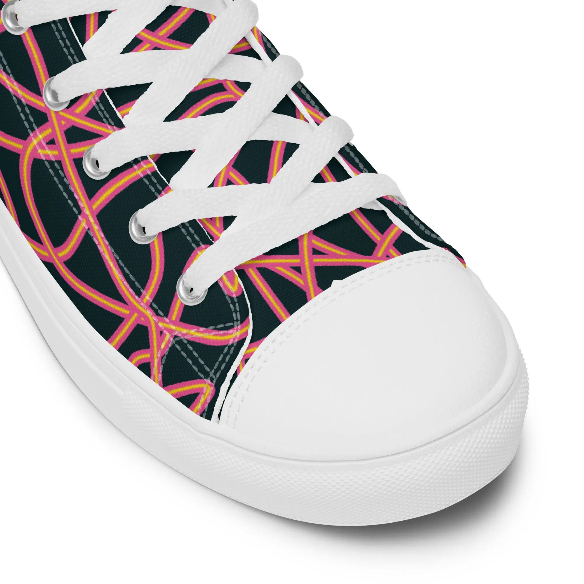 Pink Neon Squiggles High Top Trainers (male sizes)