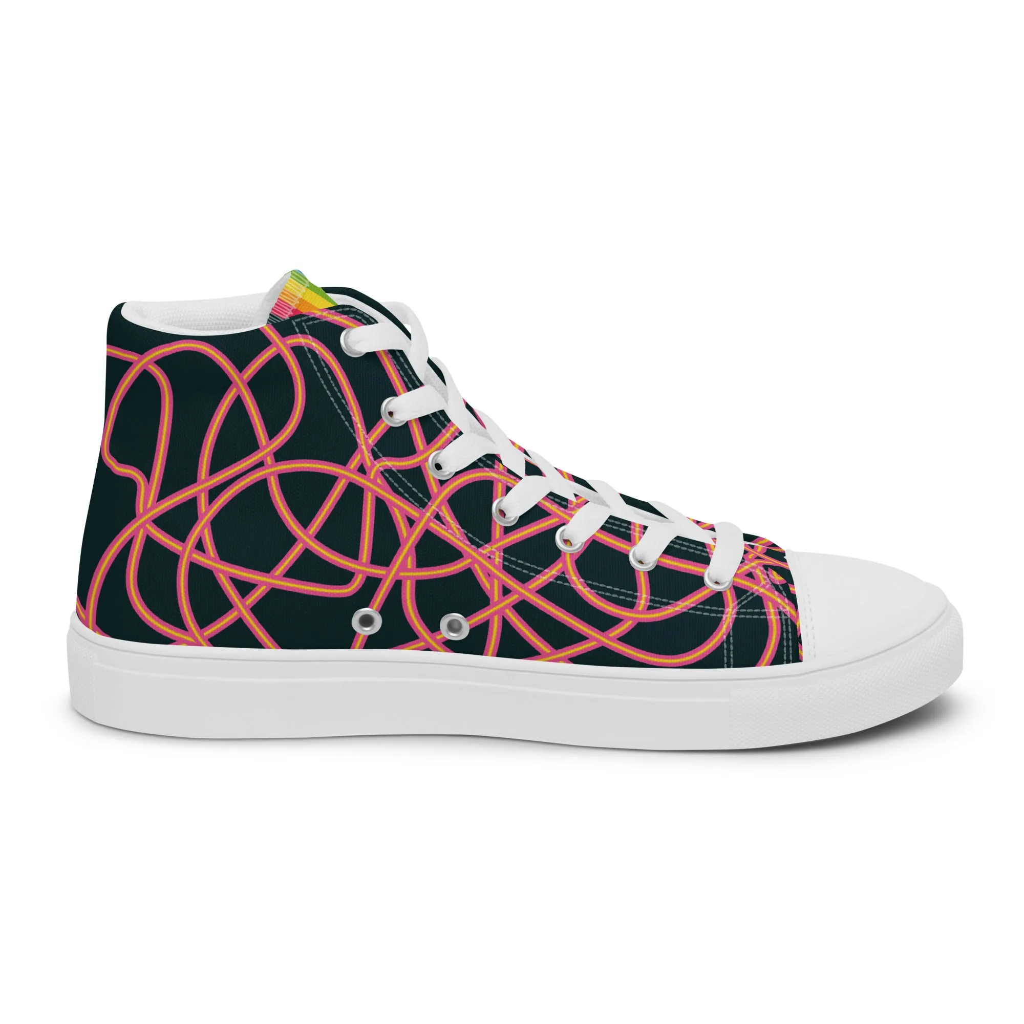 Pink Neon Squiggles High Top Trainers (male sizes)