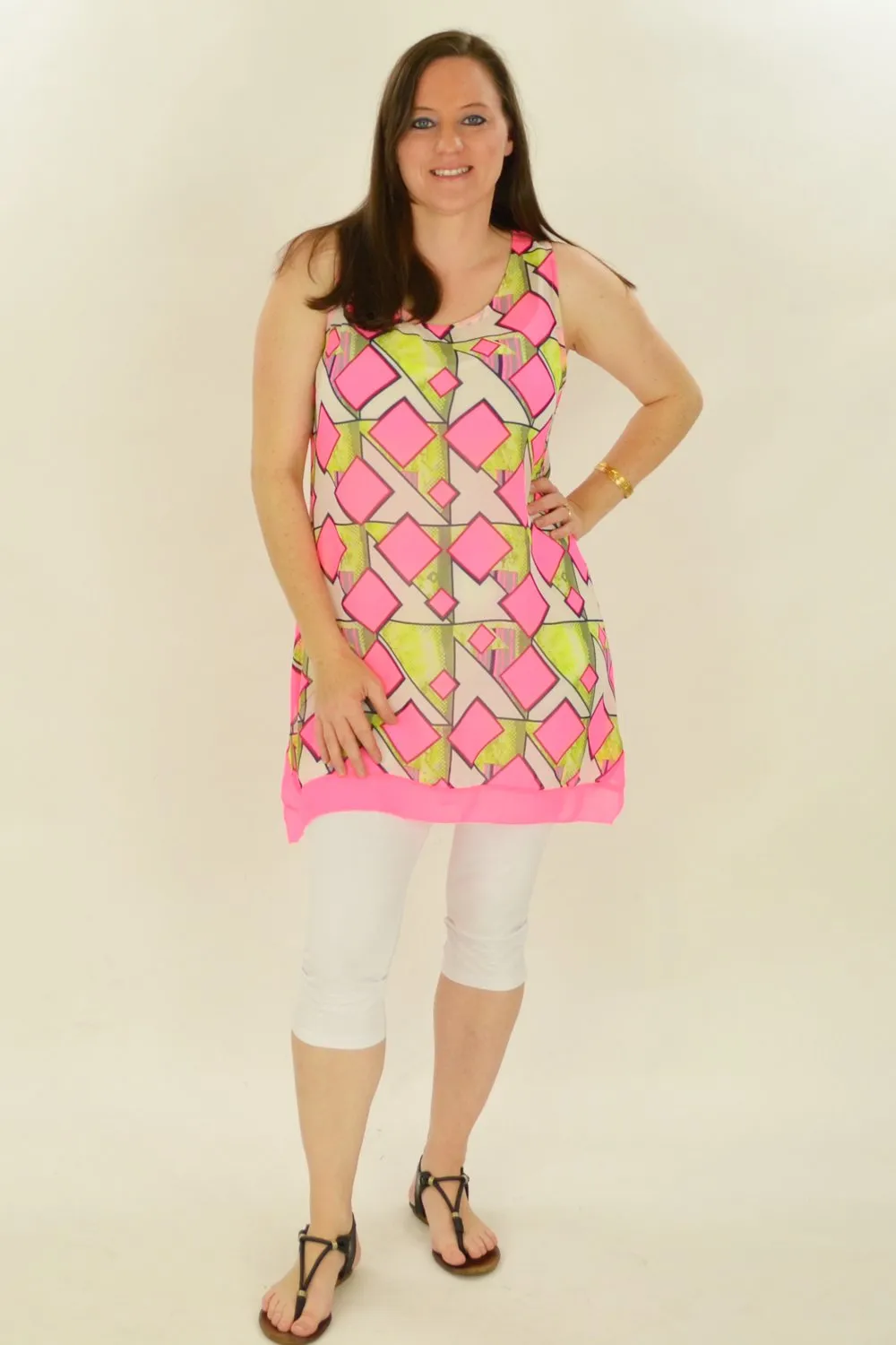 Pink Squares Pattern Tunic