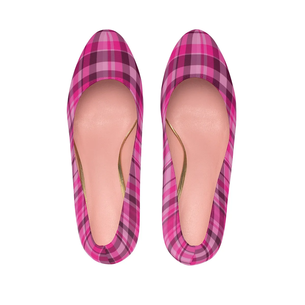 Pink Tartan Scottish Heels, Plaid Print Women's Platform Heels Stiletto Pumps (US Size: 5-11)