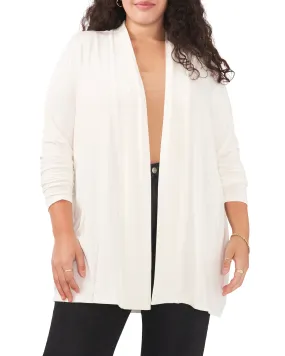 Plus-Size Open Front Long Line Cardigan