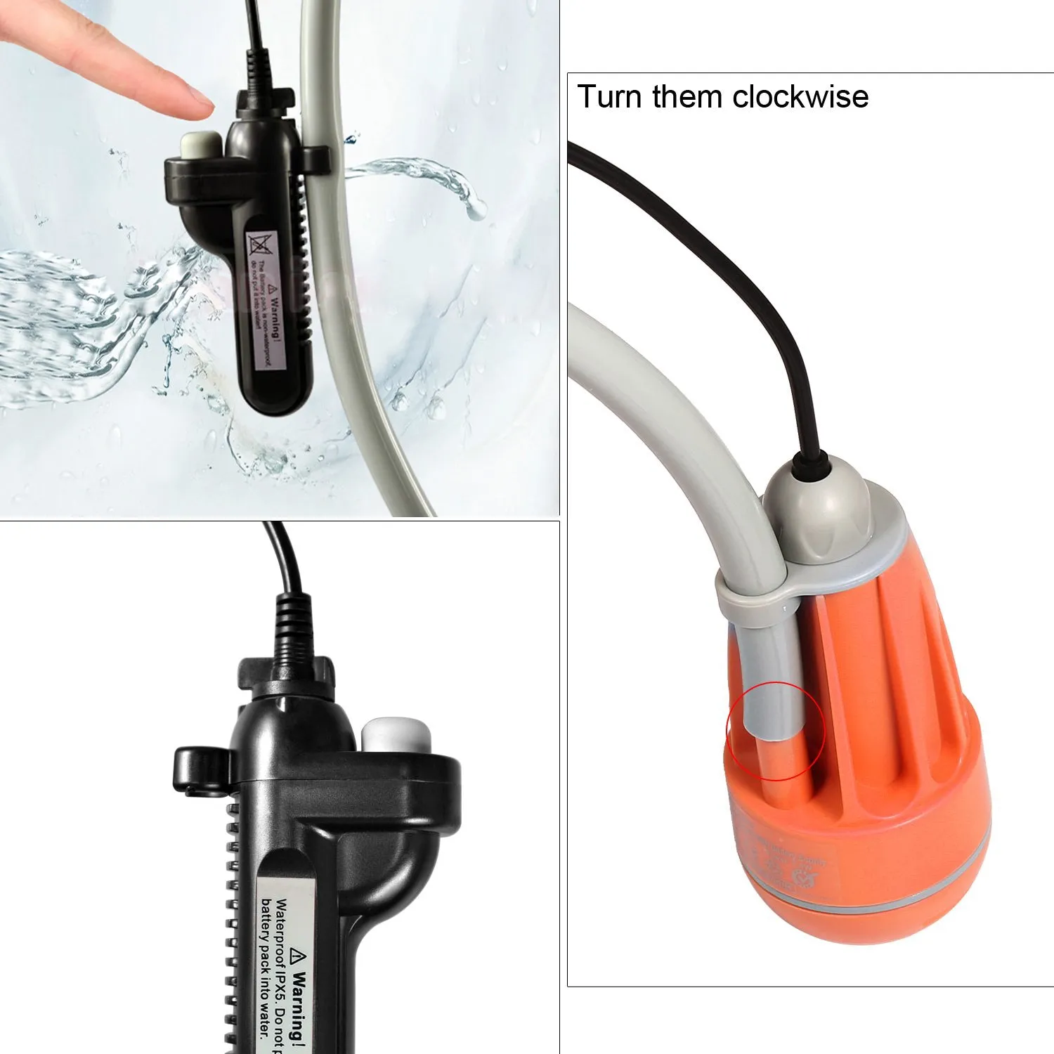 Portable Camping Shower with USB Rechargeable Battery for Outdoor Camping, Hiking