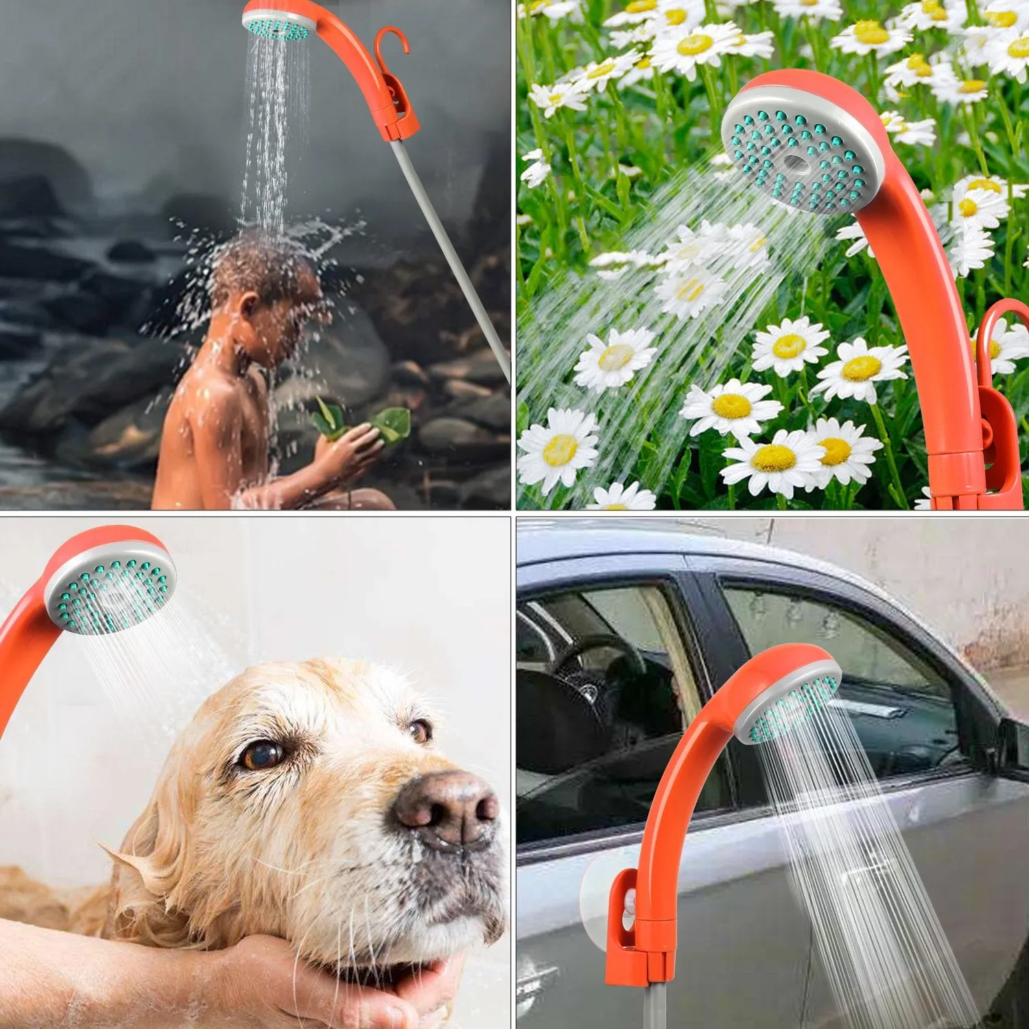 Portable Camping Shower with USB Rechargeable Battery for Outdoor Camping, Hiking