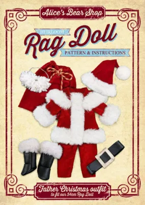 Rag Doll Outfit - Father Christmas - A5 Pattern and Instructions Booklet - to fit our 54cm Rag Doll