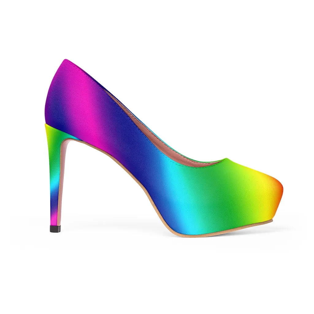 Rainbow Women's Heels, Gay Pride Colorful Women's Platform Heels Shoes (US Size: 5-11)