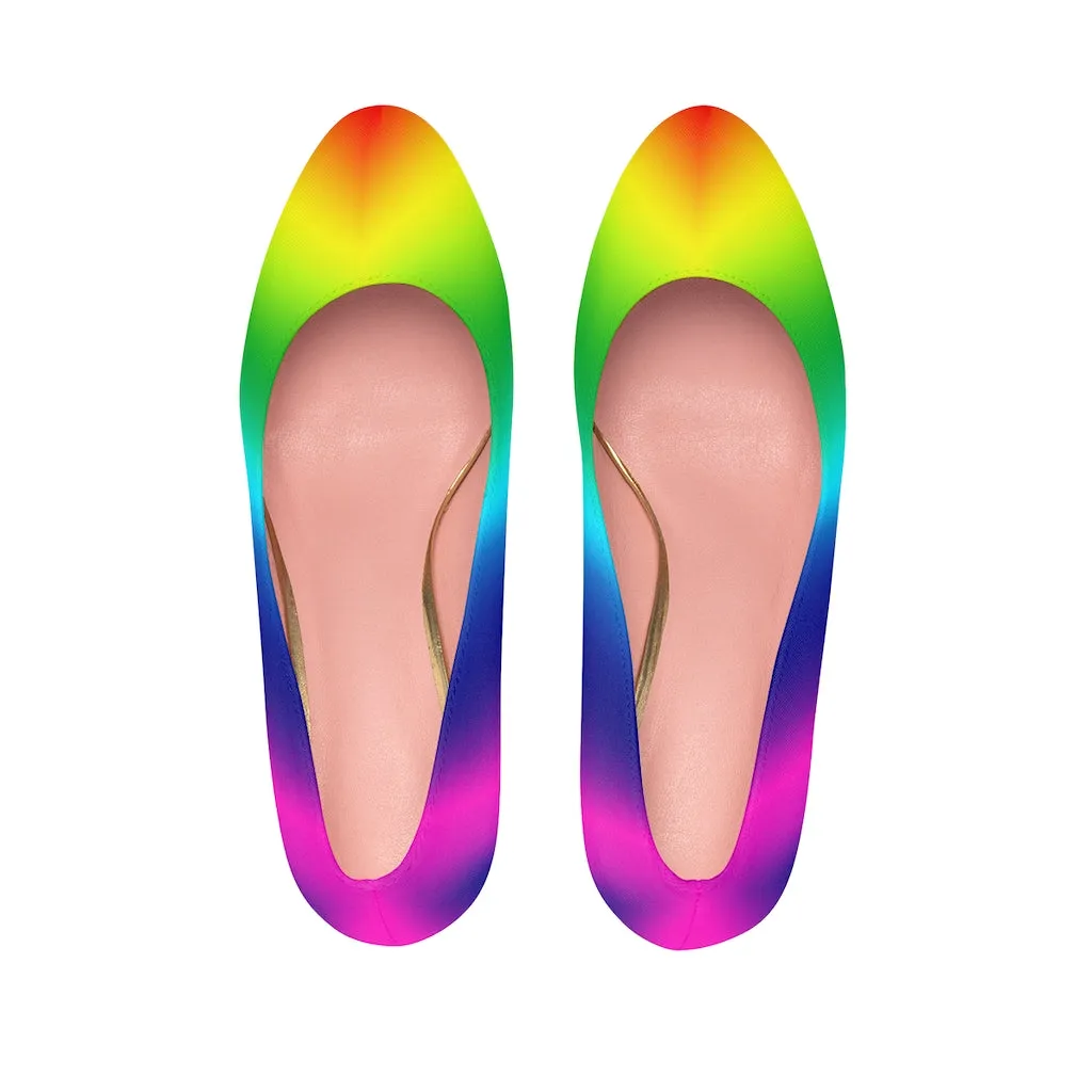 Rainbow Women's Heels, Gay Pride Colorful Women's Platform Heels Shoes (US Size: 5-11)