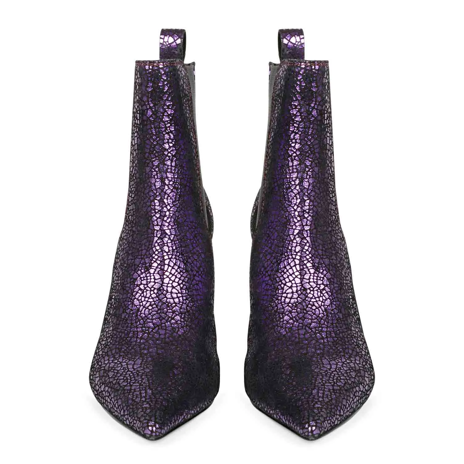 Saint Arely Purple Leather Kitten Heel Boots