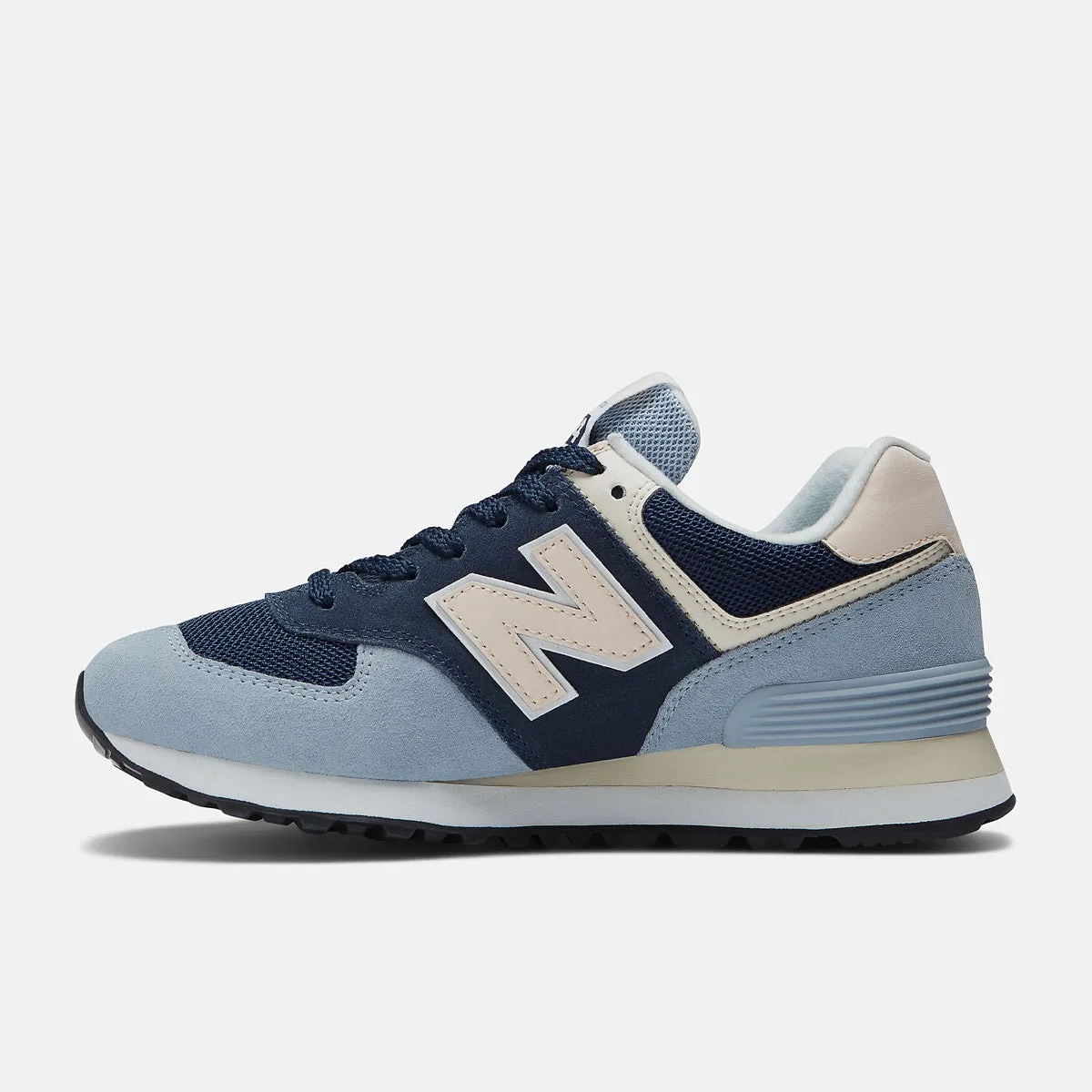 Scarpe Donna NEW BALANCE Sneakers 574 in Pelle colore Dusk Blue e Natural Indigo