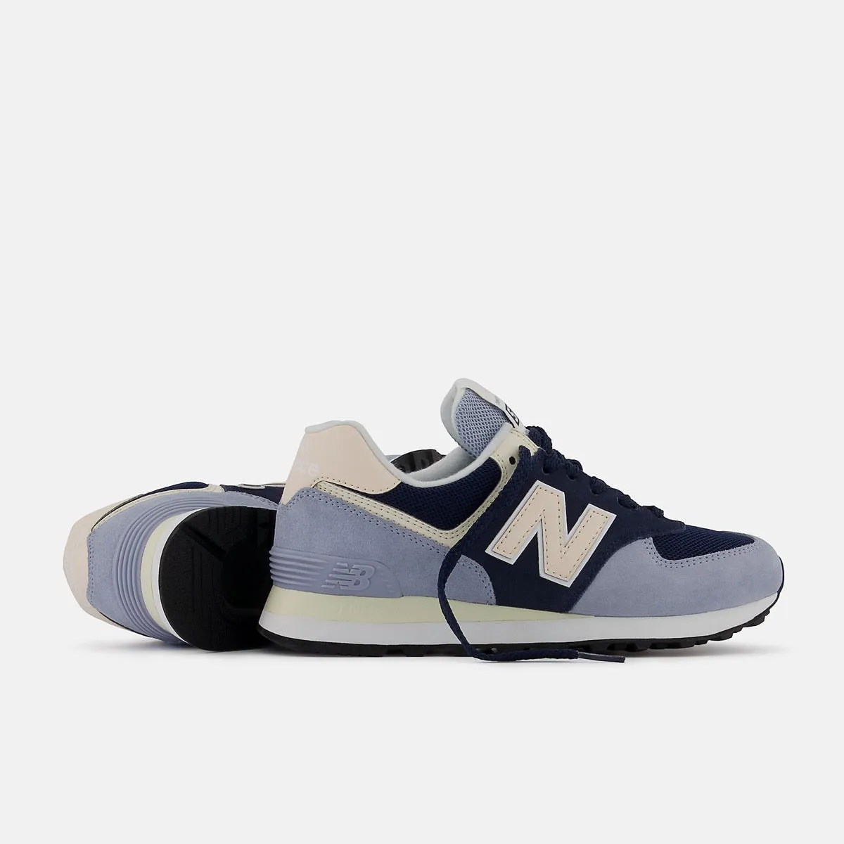 Scarpe Donna NEW BALANCE Sneakers 574 in Pelle colore Dusk Blue e Natural Indigo