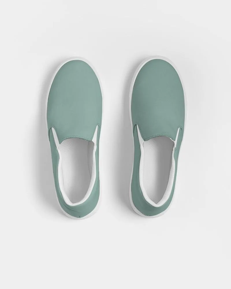 Shaded Pale Pastel Green Gray Slip-On Canvas Sneakers | Men's | C30M0Y22K30