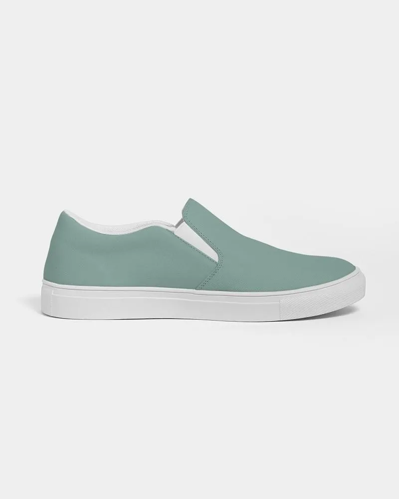 Shaded Pale Pastel Green Gray Slip-On Canvas Sneakers | Men's | C30M0Y22K30