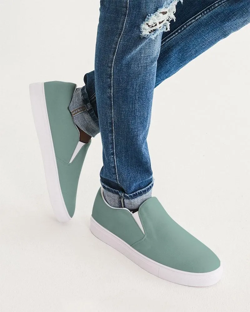 Shaded Pale Pastel Green Gray Slip-On Canvas Sneakers | Men's | C30M0Y22K30