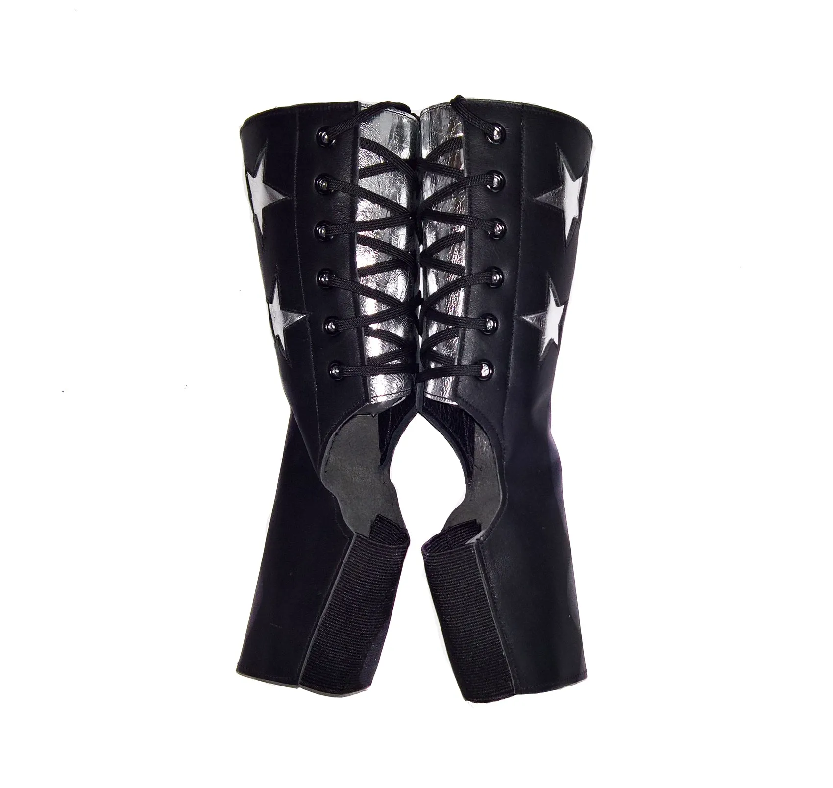 SHORT Black Aerial boots w/ 2 Silver Stars   back