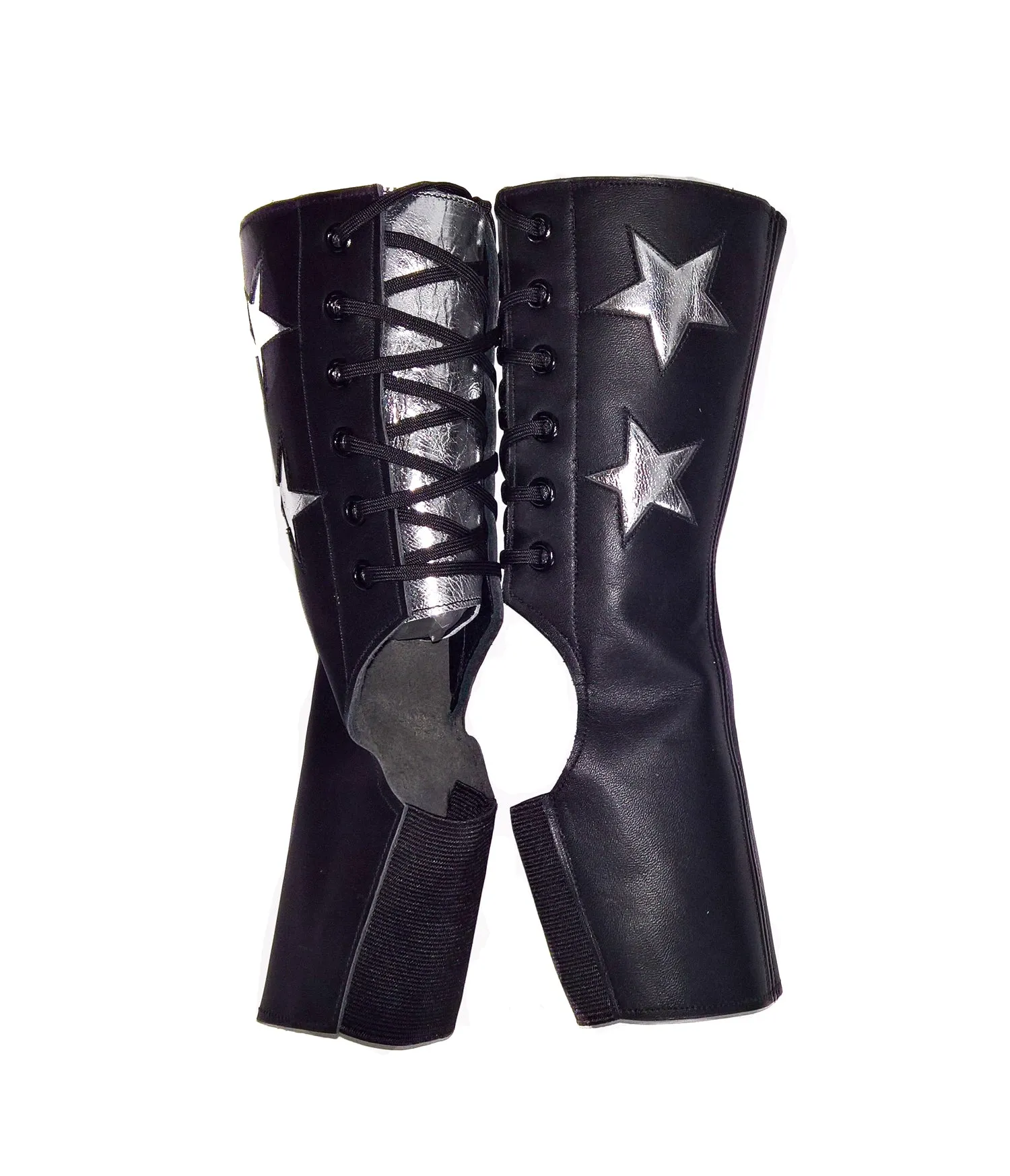 SHORT Black Aerial boots w/ 2 Silver Stars   back