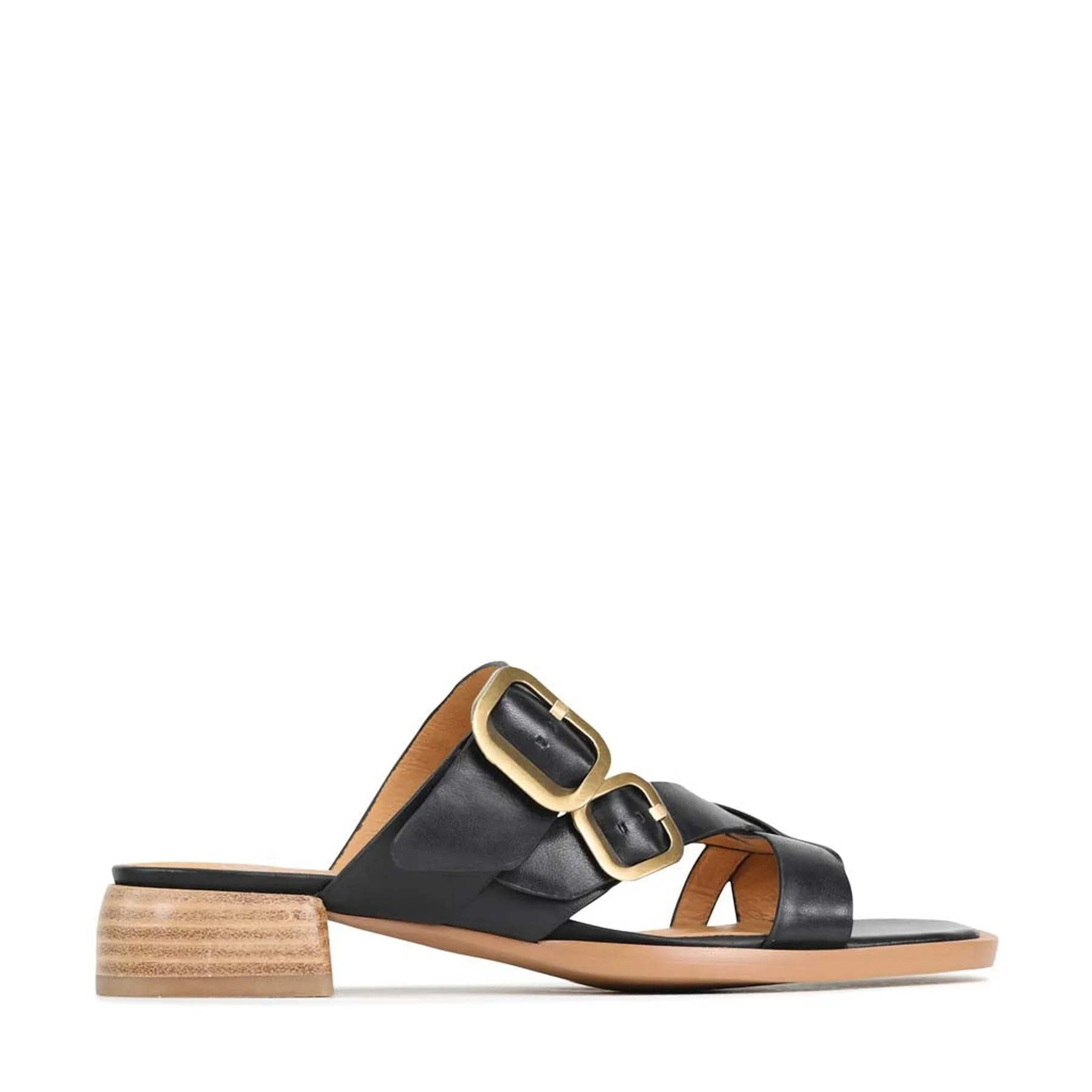 TEIA LEATHER SLIDE SANDALS