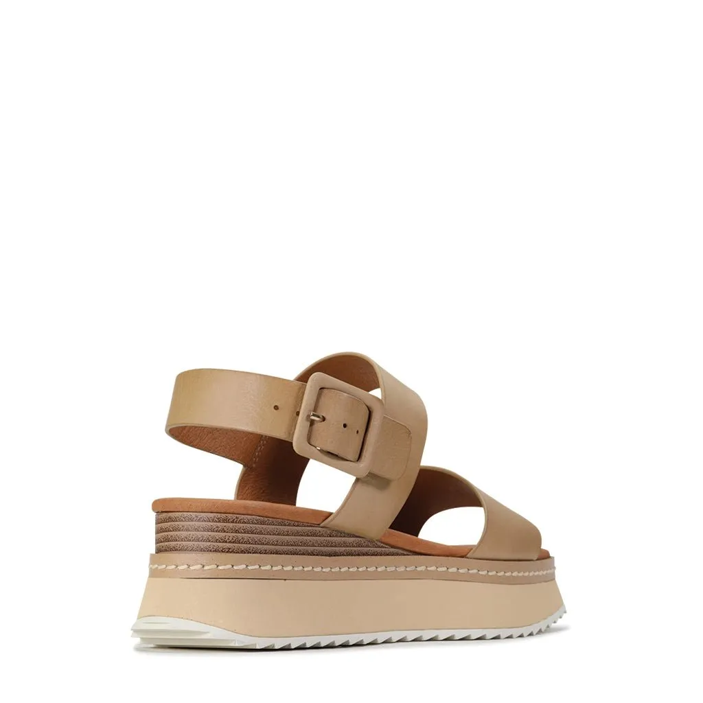 TONAL LEATHER WEDGE SANDAL