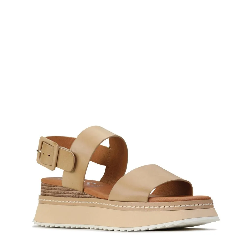 TONAL LEATHER WEDGE SANDAL