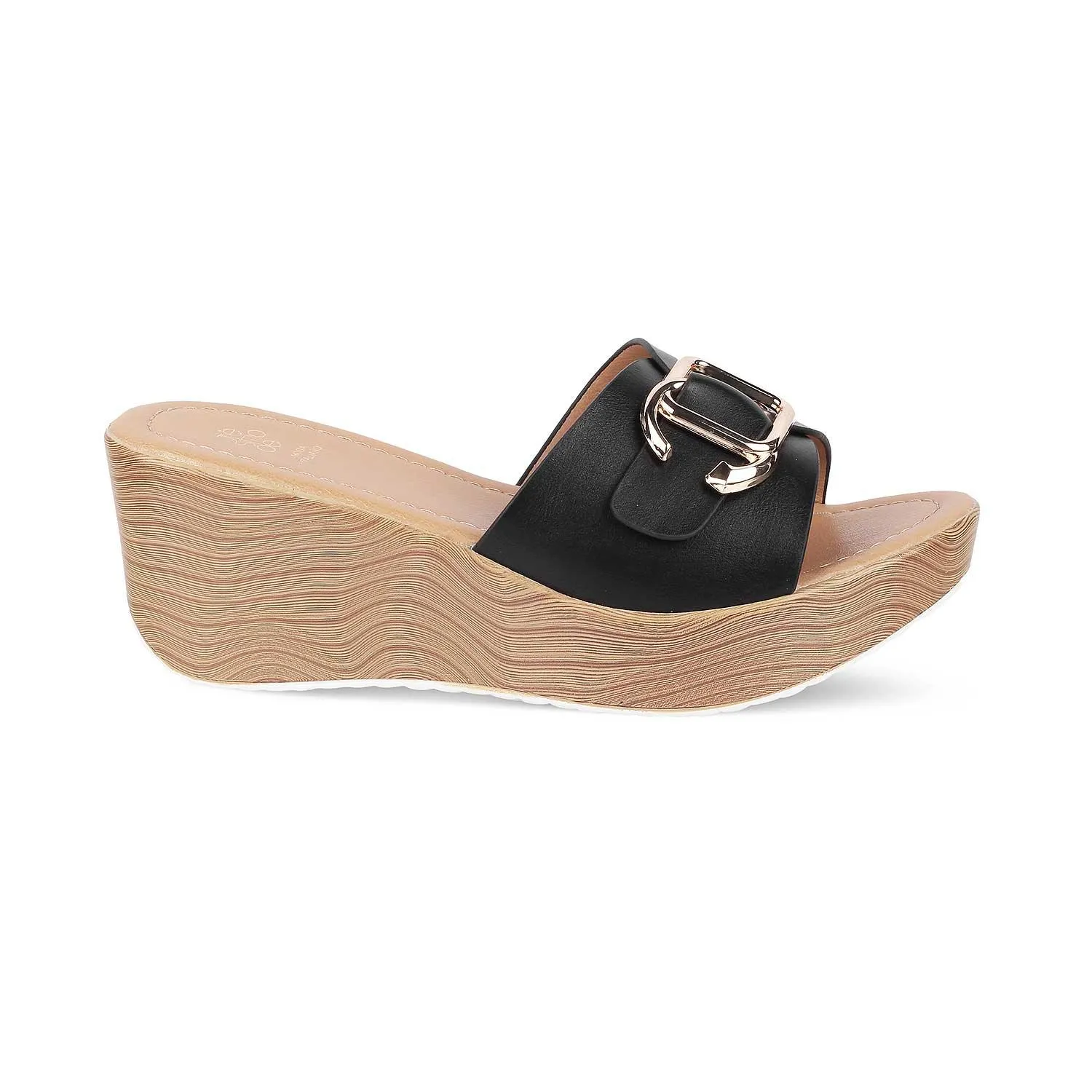 Tresmode Tredge Black Women's Dress Wedge Sandals