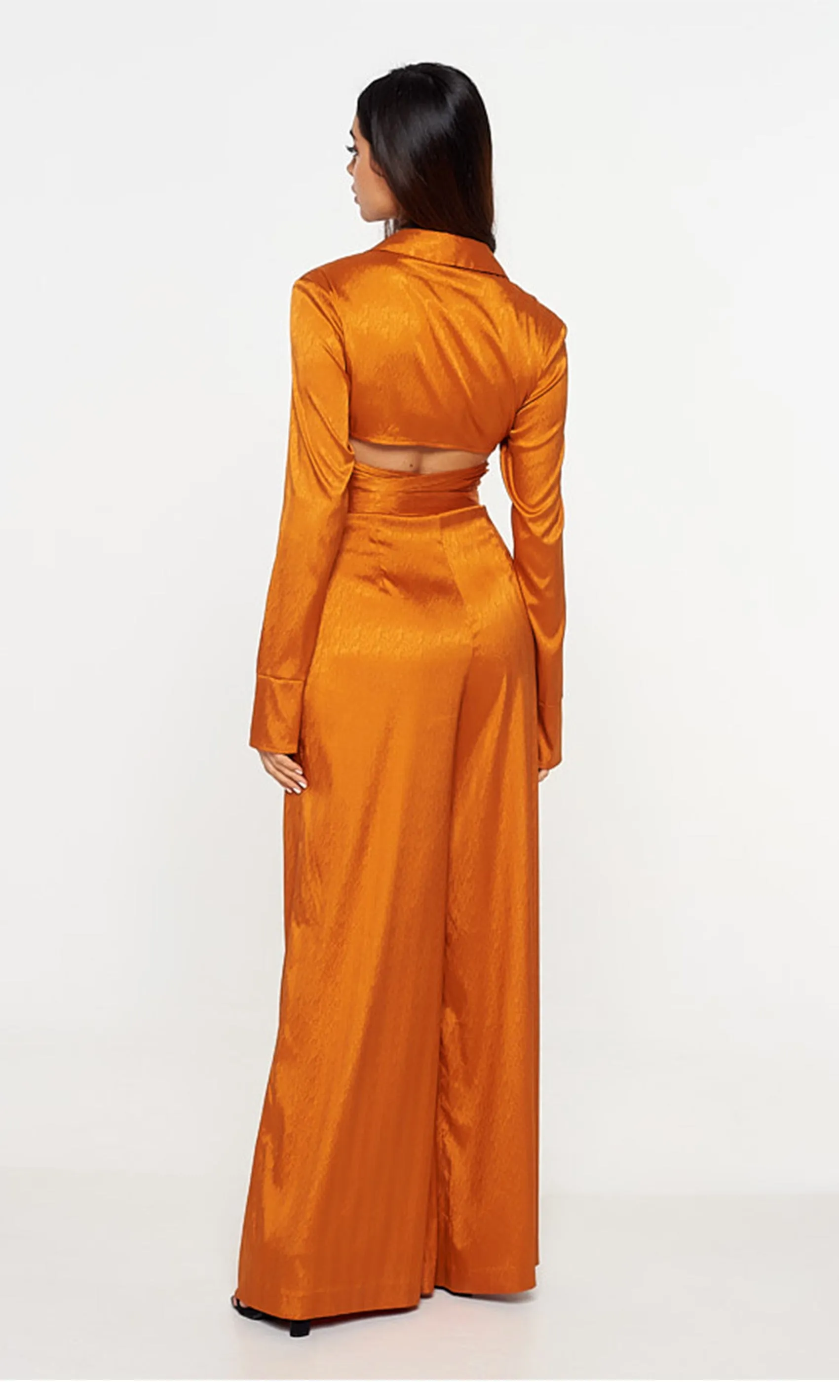 Turmeric Satin Jacquard Wide Trousers