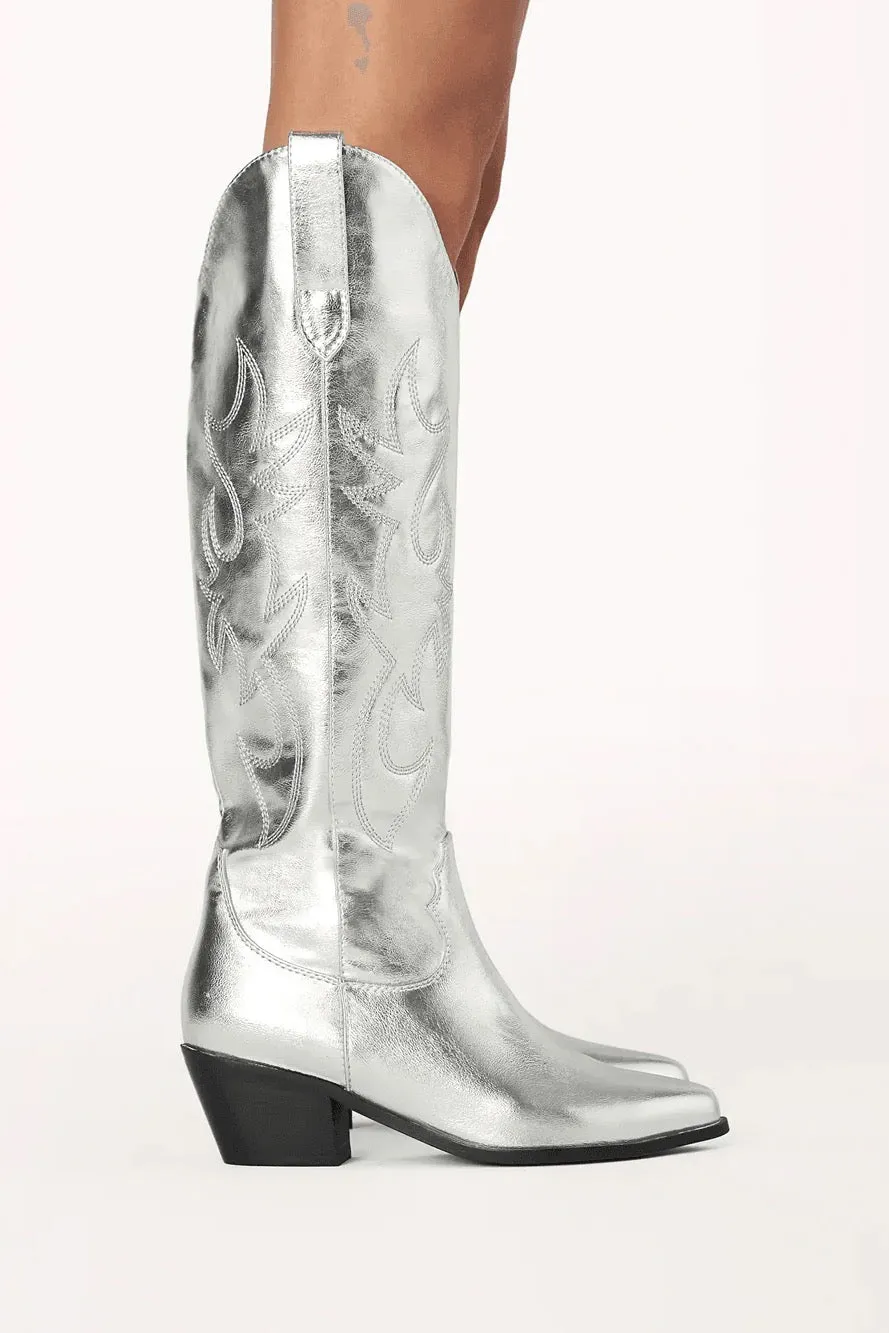 Urson Western Boot ~ Silver Metallic