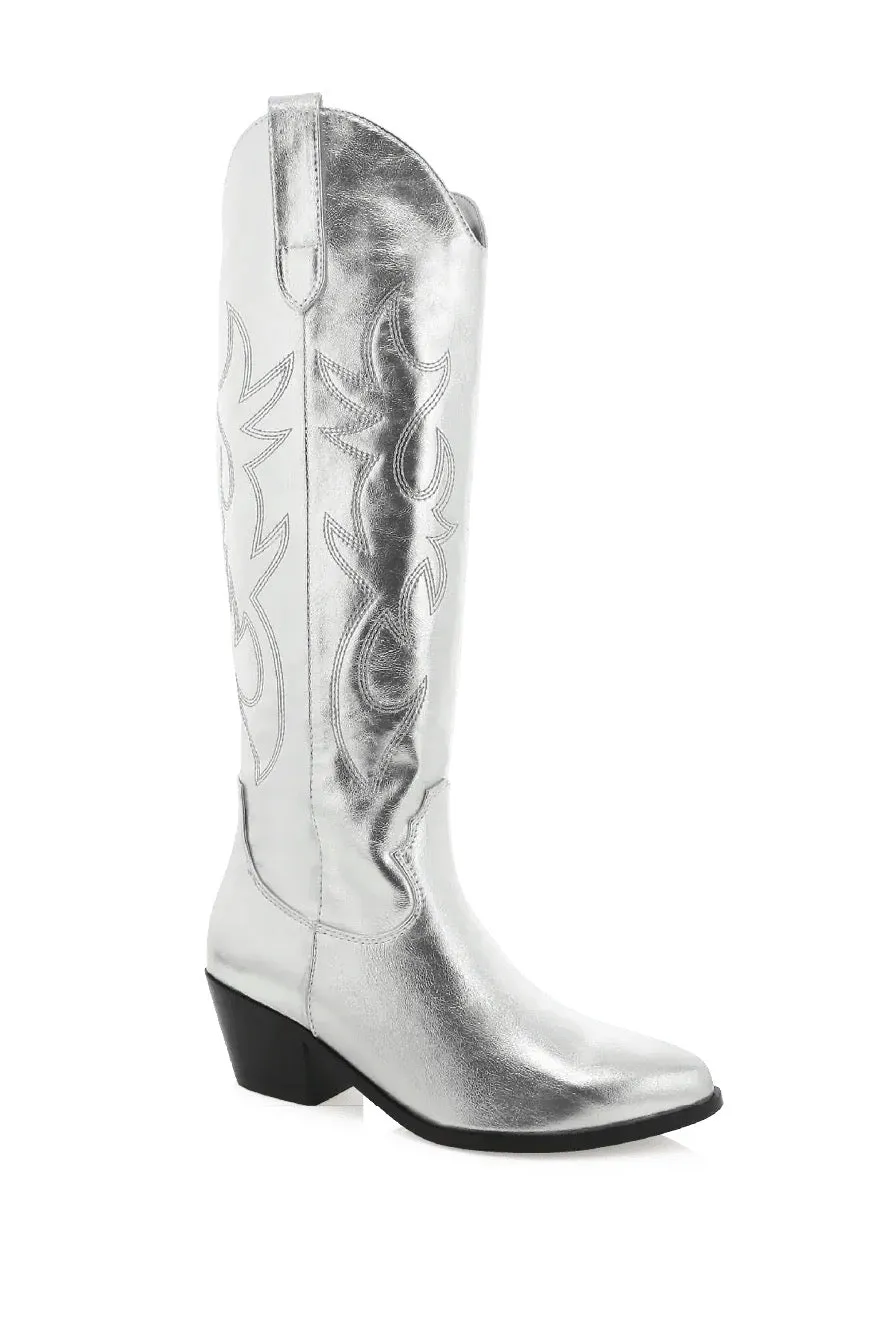 Urson Western Boot ~ Silver Metallic