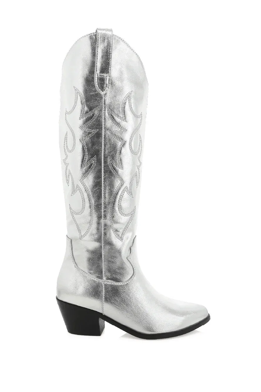 Urson Western Boot ~ Silver Metallic