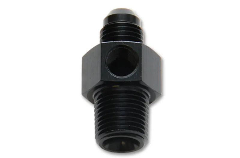 Vibrant Male AN Flare to Male NPT Union Adapter with 1/8" NPT Port; Size: -6AN; 3/8" Male NP (vib16496)