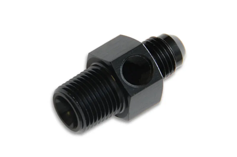 Vibrant Male AN Flare to Male NPT Union Adapter with 1/8" NPT Port; Size: -6AN; 3/8" Male NP (vib16496)