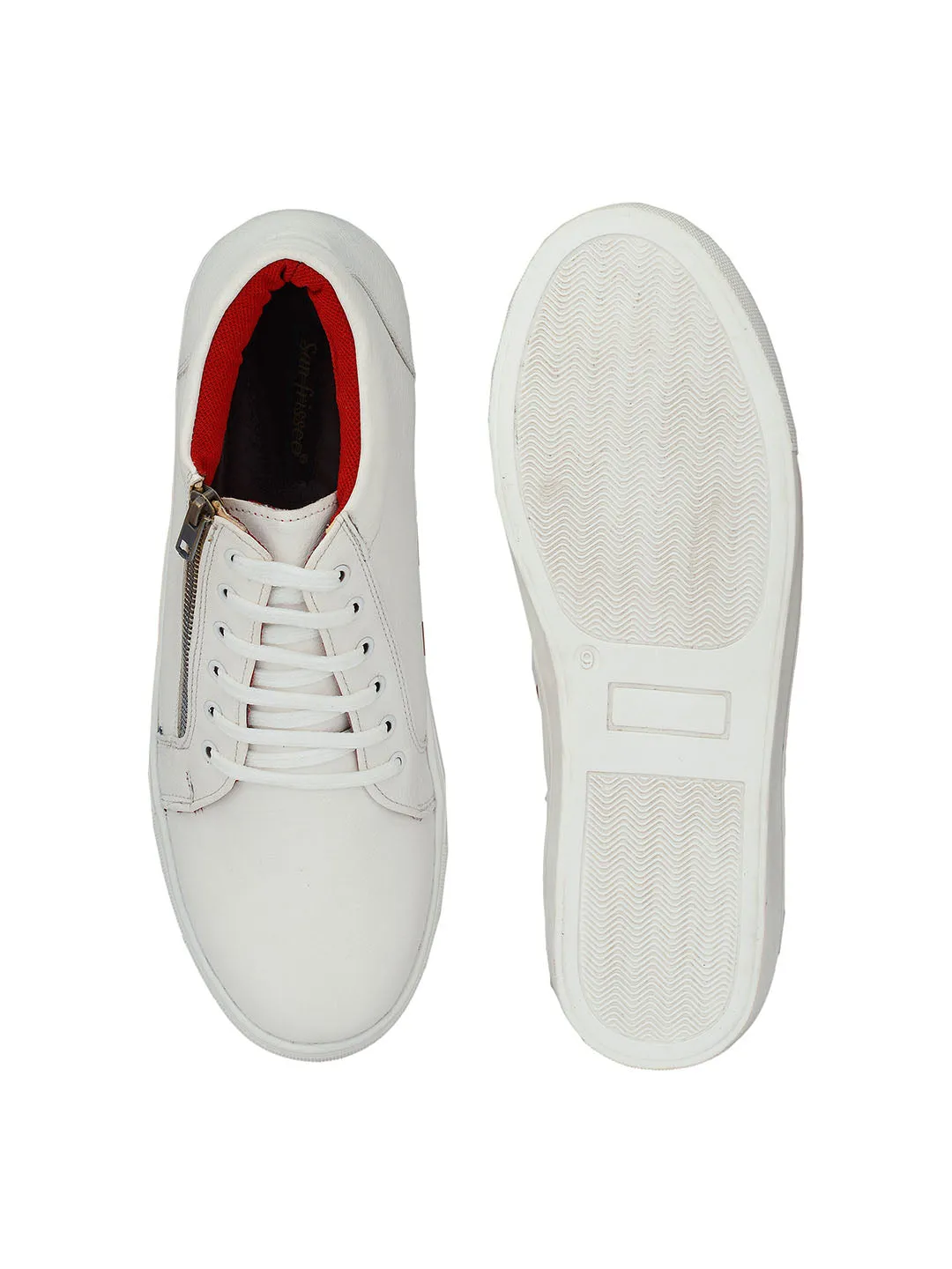 White High Ankle Zipped Sneakers