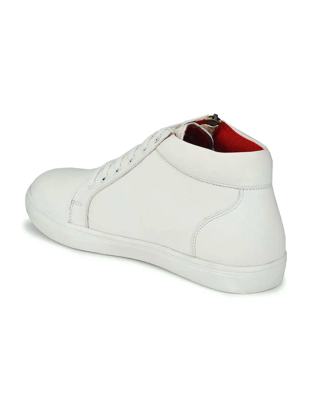 White High Ankle Zipped Sneakers