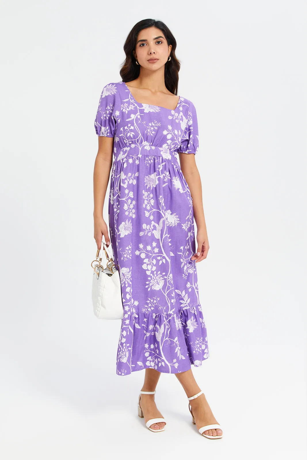 Women Lilac Printed Maxi Dress